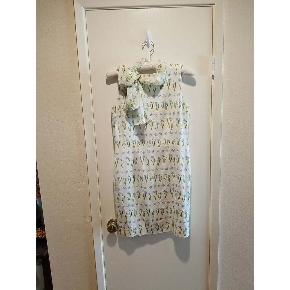 Vtg Ann Taylor Womens‎ Size 6~100% Silk Floral Sleeveless Shift Dress With Scarf